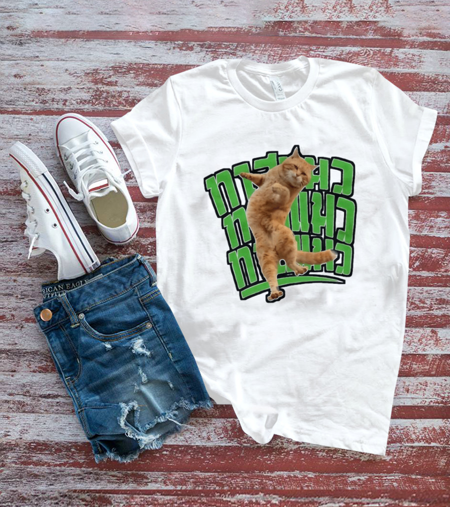 Cat Martial Arts Dance Hebrew T-Shirt