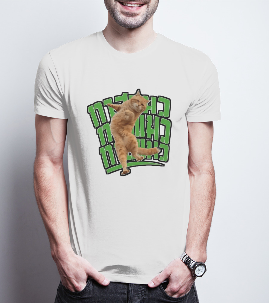 Cat Martial Arts Dance Hebrew T-Shirt