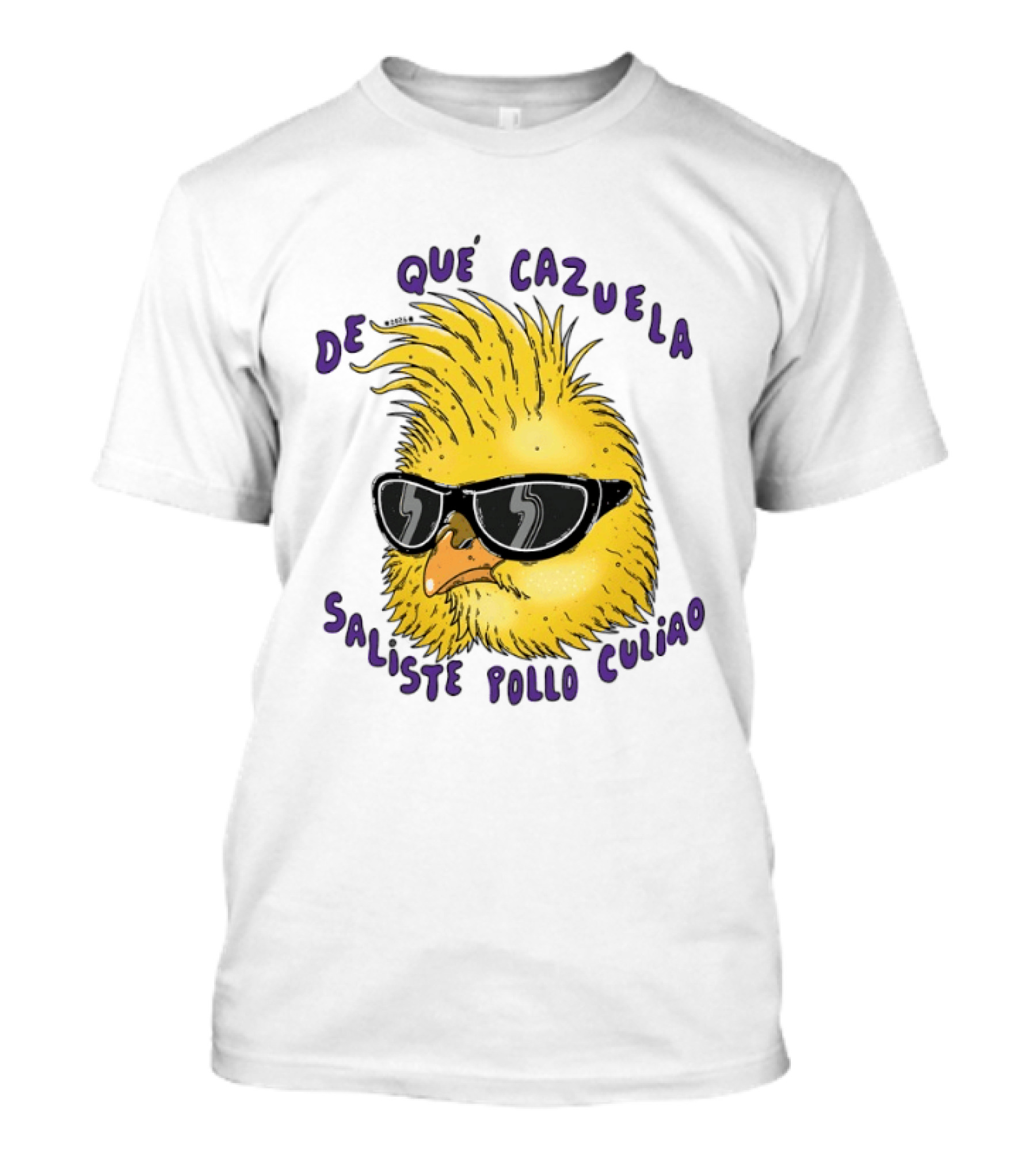 De Qué Cazuela Saliste Pollo Culiao Cool Chick With Sunglasses Chilean Slang T-Shirt