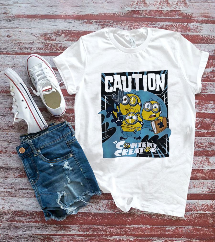 Caution Minions Content Creator Camera Book T-Shirt