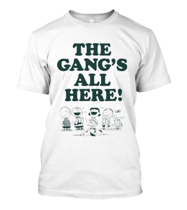 Peanuts Characters The Gang's All Here Charlie Brown Snoopy Woodstock T-Shirt