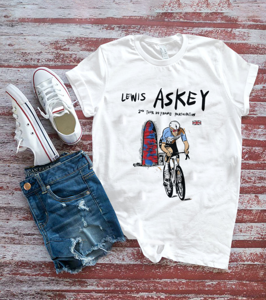 Lewis Askey 2nd Tour De France Participation Groupama FDJ Sky Blue Cyclist T-Shirt
