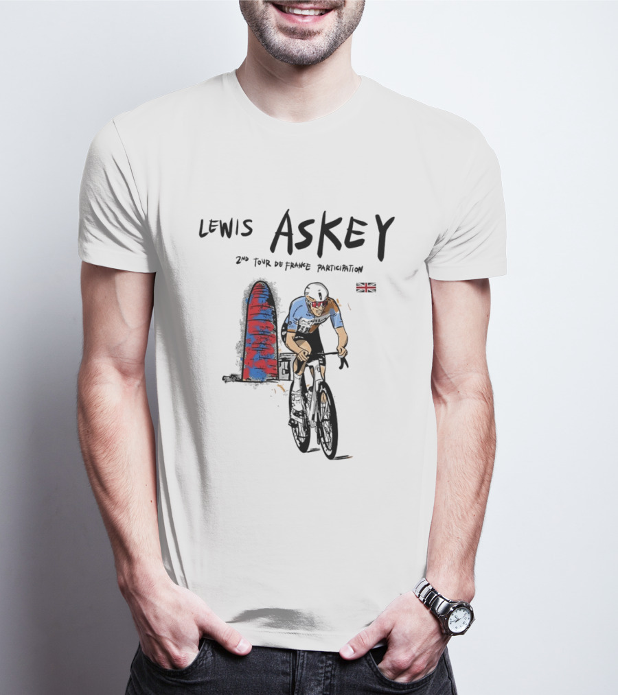 Lewis Askey 2nd Tour De France Participation Groupama FDJ Sky Blue Cyclist T-Shirt