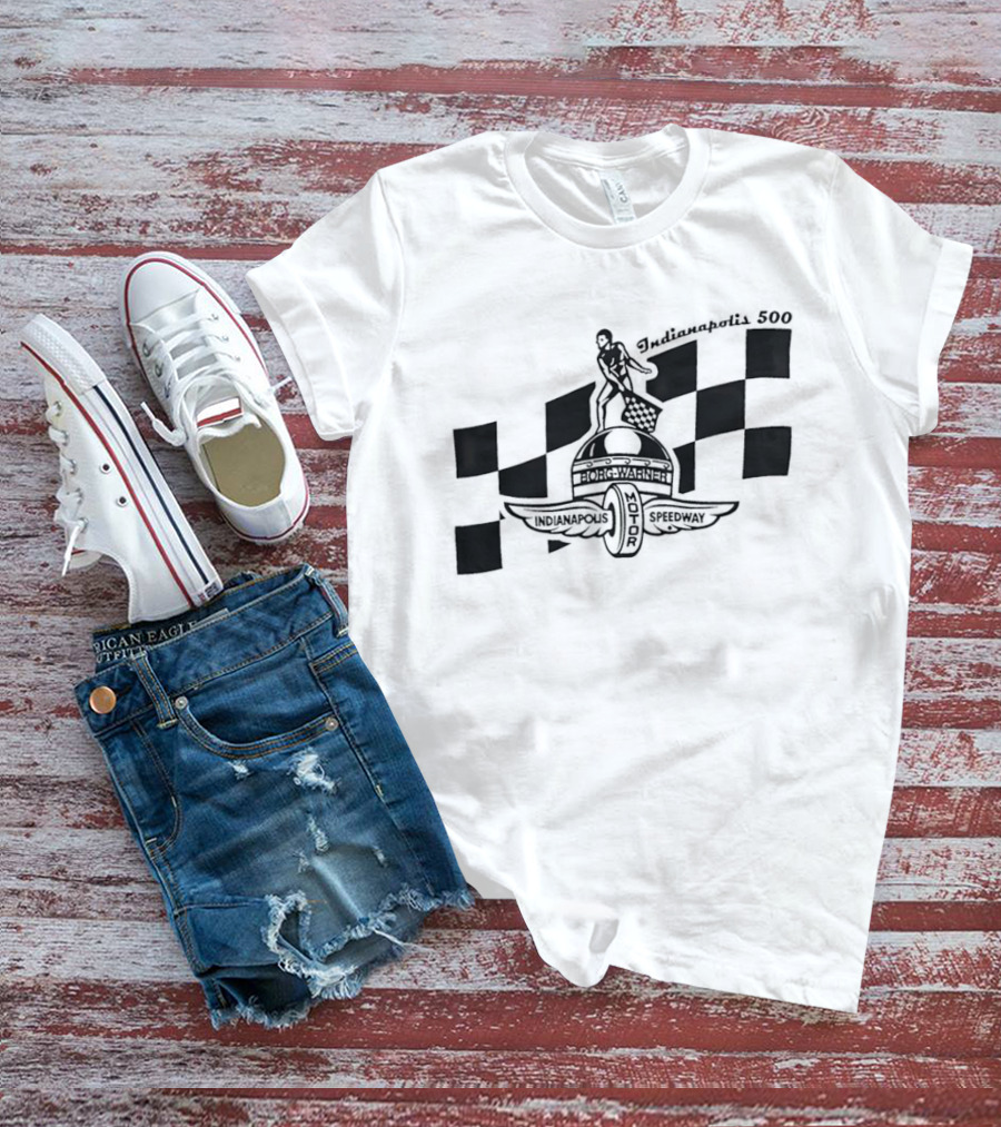 Indianapolis 500 Winged Wheel Checkered Flag T-Shirt