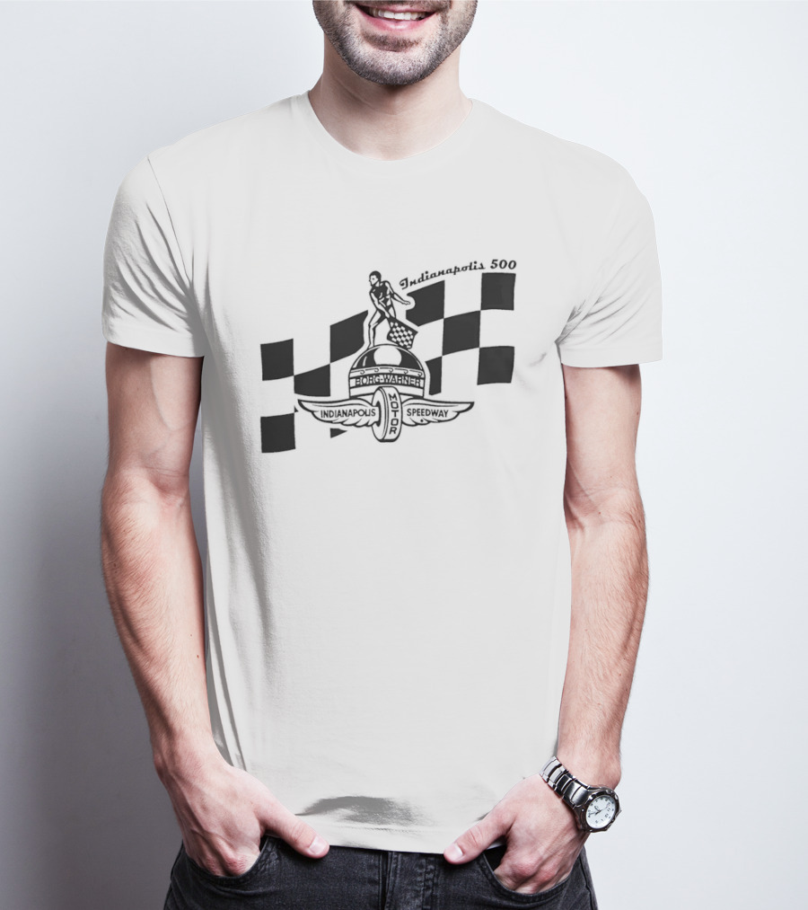 Indianapolis 500 Winged Wheel Checkered Flag T-Shirt