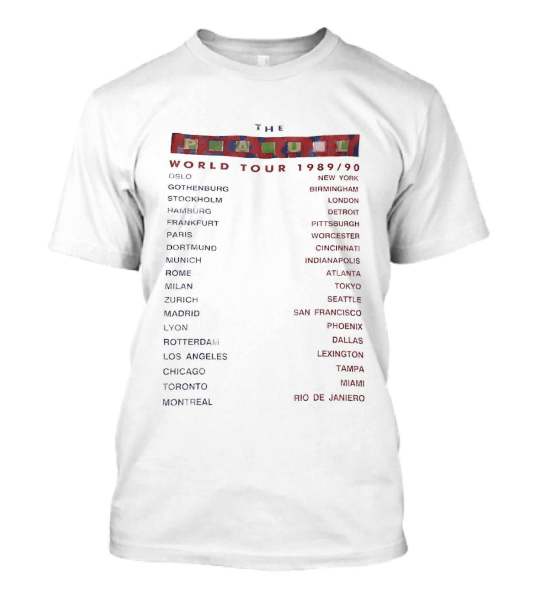 The McCartney World Tour 1989 1990 Tokyo Los Angeles Cities List Concert Dates T-Shirt