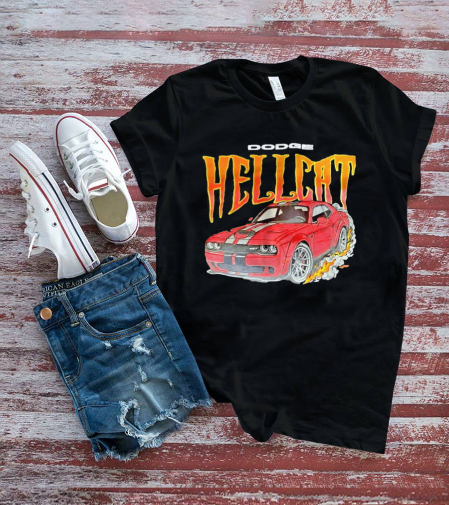 Dodge Hellcat Car Flames Drifting T-Shirt