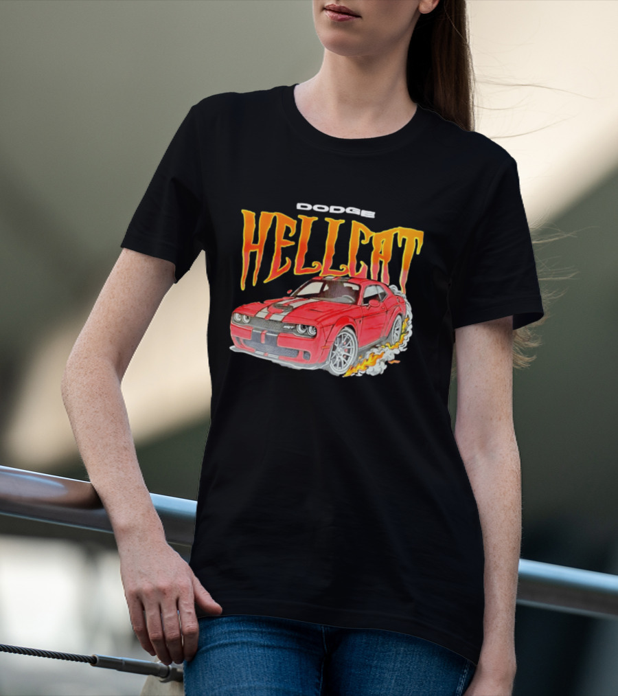 Dodge Hellcat Car Flames Drifting T-Shirt