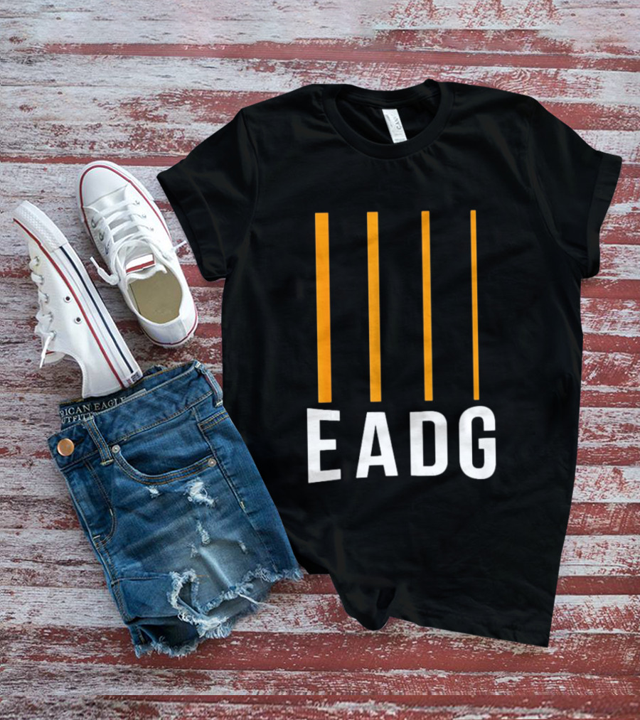 EADG Bass Guitar Four Strings Musician Vertical Lines T-Shirt