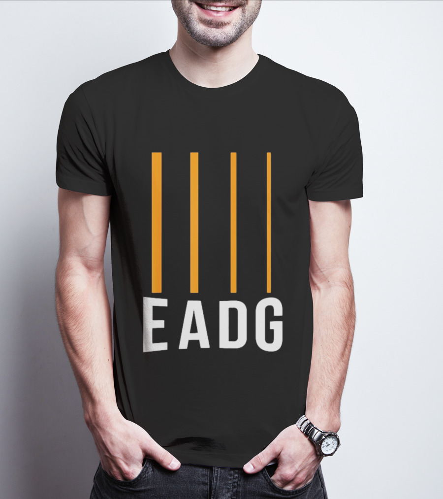 EADG Bass Guitar Four Strings Musician Vertical Lines T-Shirt