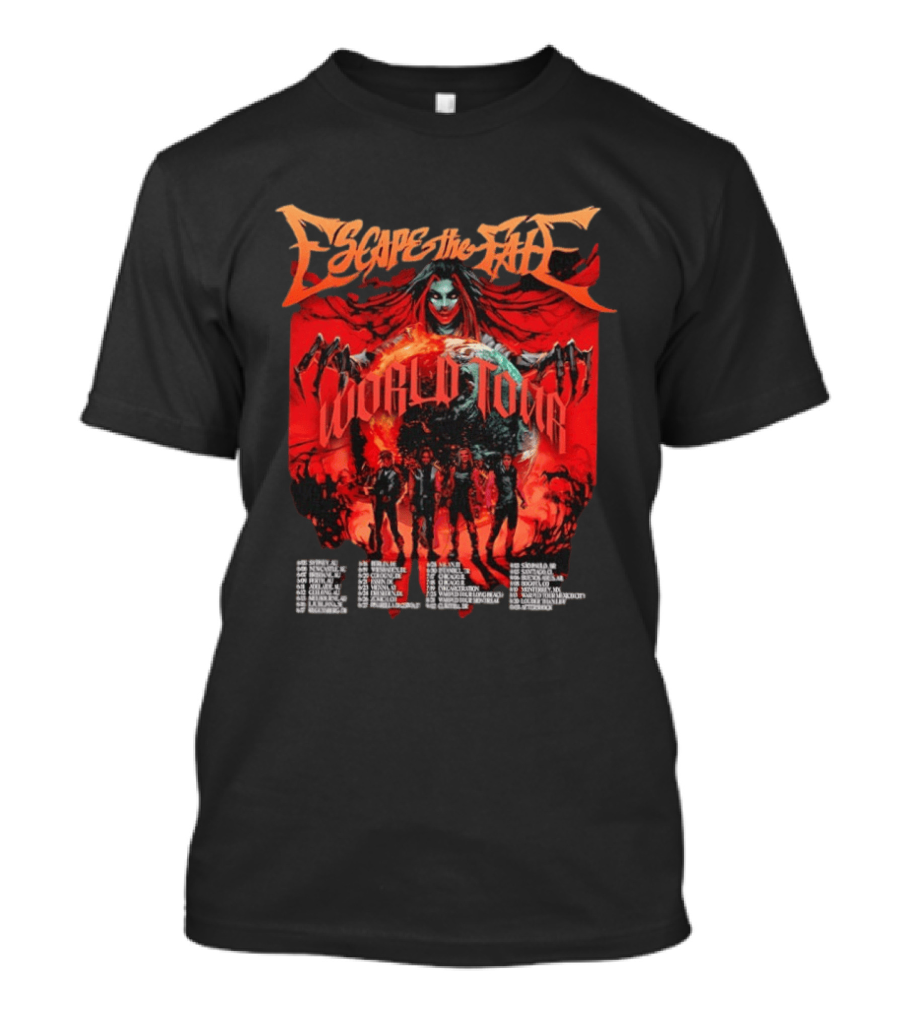 Escape The Fate World Tour Metalcore Post Hardcore Red Gothic T-Shirt