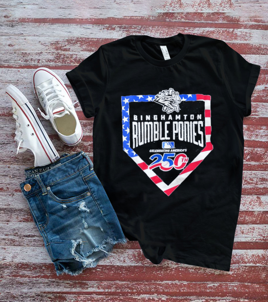 Binghamton Rumble Ponies Celebrating America 250th Anniversary MLB Stars And Stripes T-Shirt