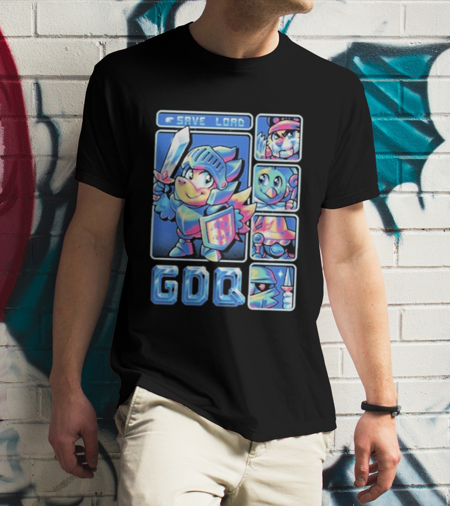 Fangamer GDQ Quick Quest Save Load Knight Adventure Characters T-Shirt