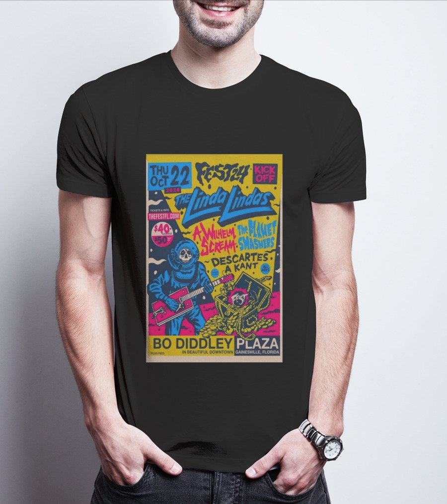 FEST 24 Kick Off 2026 The Linda Lindas Bo Diddley Plaza Gainesville Florida T-Shirt