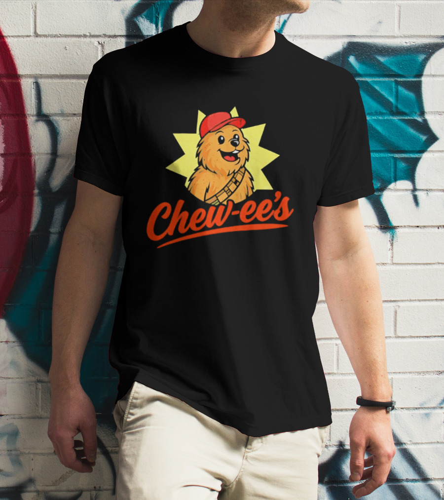 Chewbacca Chew Ee's Star Wars Snack Brand Cartoon Character With Red Hat T-Shirt