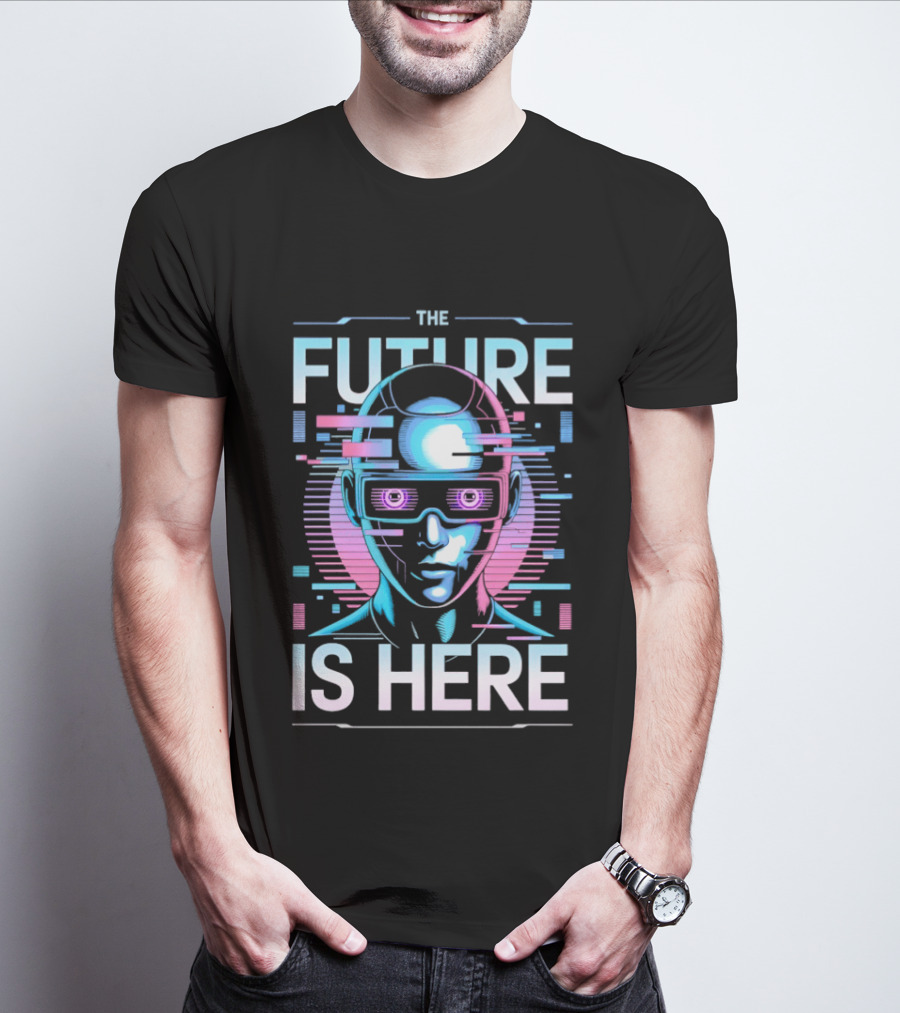 The Future Is Here Cyberpunk Android VR Goggles T-Shirt