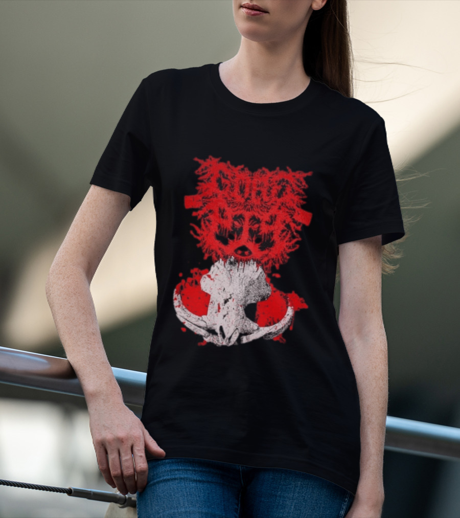 Gore Boar Skull Red Face Death Metal Hardcore T-Shirt