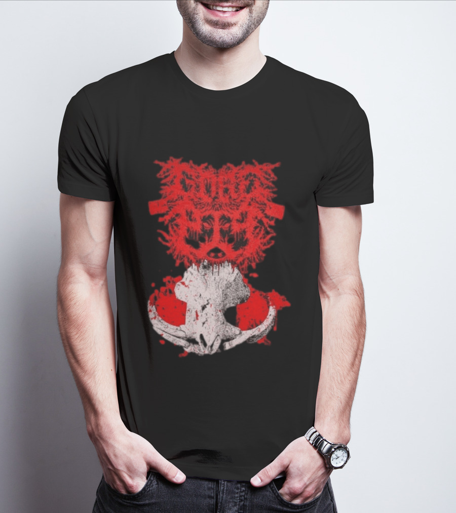 Gore Boar Skull Red Face Death Metal Hardcore T-Shirt