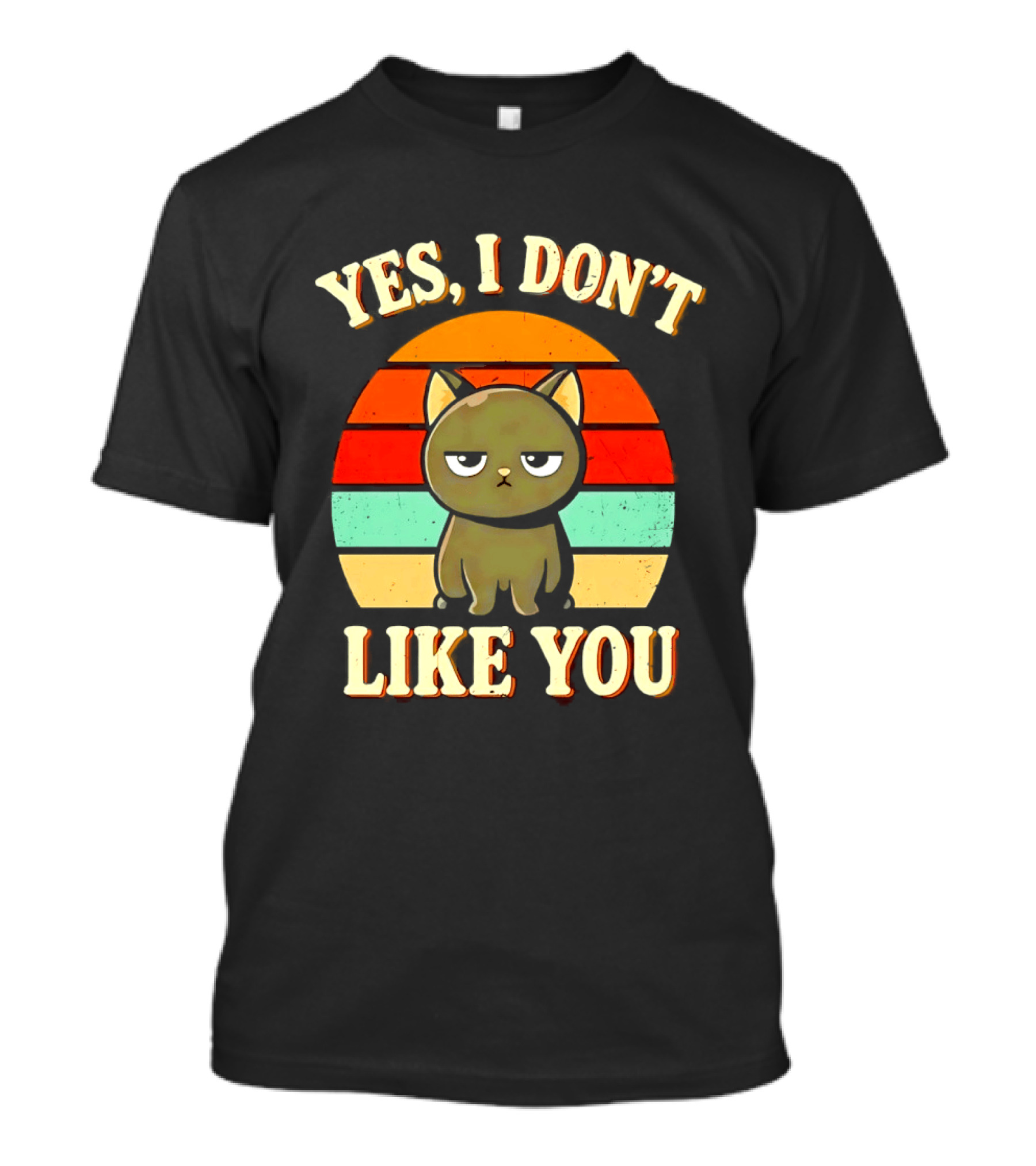 Yes I Don't Like You Grumpy Cat Retro Sunset T-Shirt
