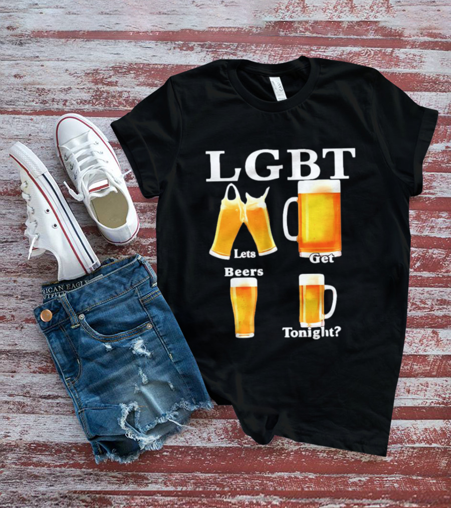 LGBT Lets Get Beers Tonight Beer Drinking Humor T-Shirt