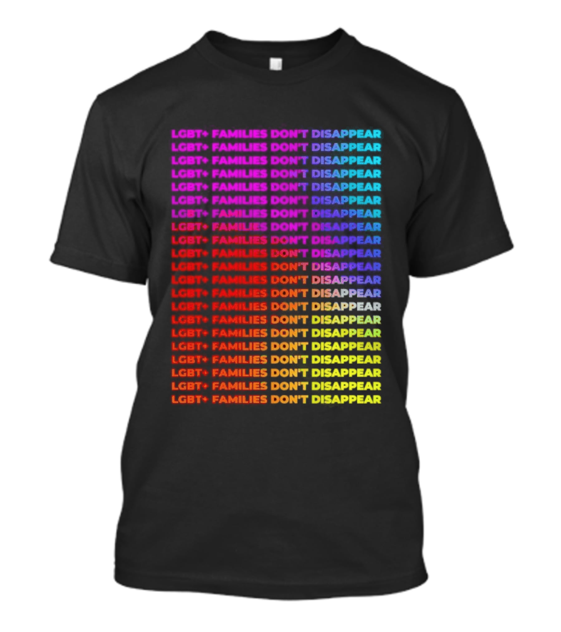 LGBT+ Families Don't Disappear Rainbow Text Pride Celebration T-Shirt