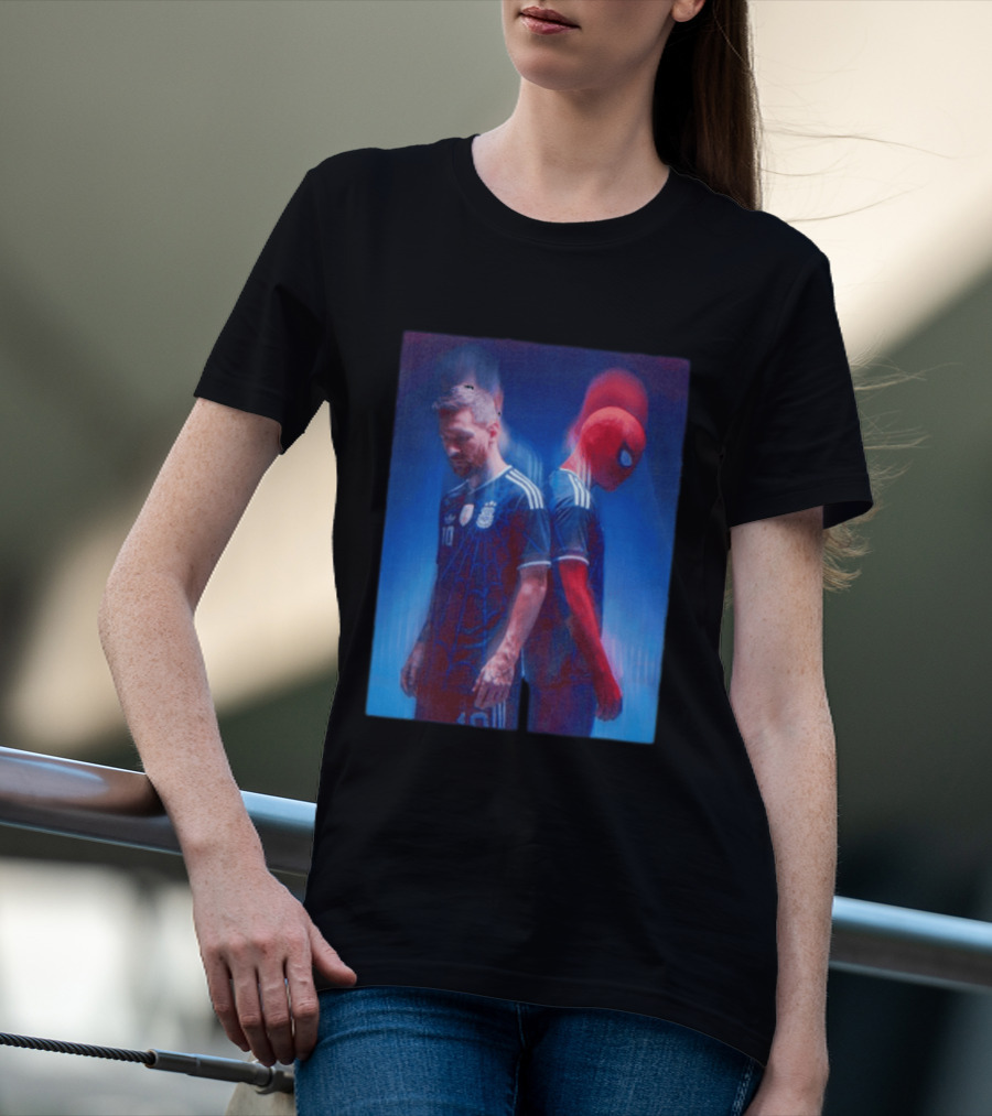 Lionel Messi Spider Man Argentina AFA Jersey Dual Image T-Shirt