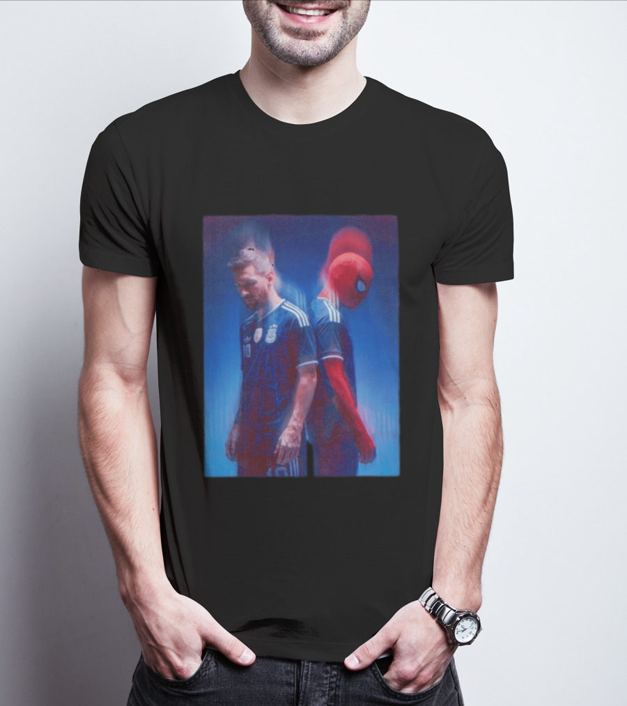 Lionel Messi Spider Man Argentina AFA Jersey Dual Image T-Shirt