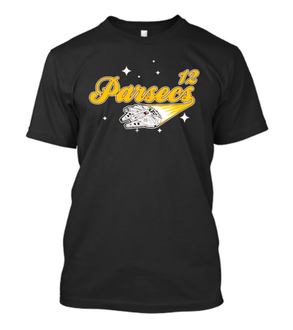 Millennium Falcon 12 Parsecs Star Wars Han Solo Baseball Script T-Shirt