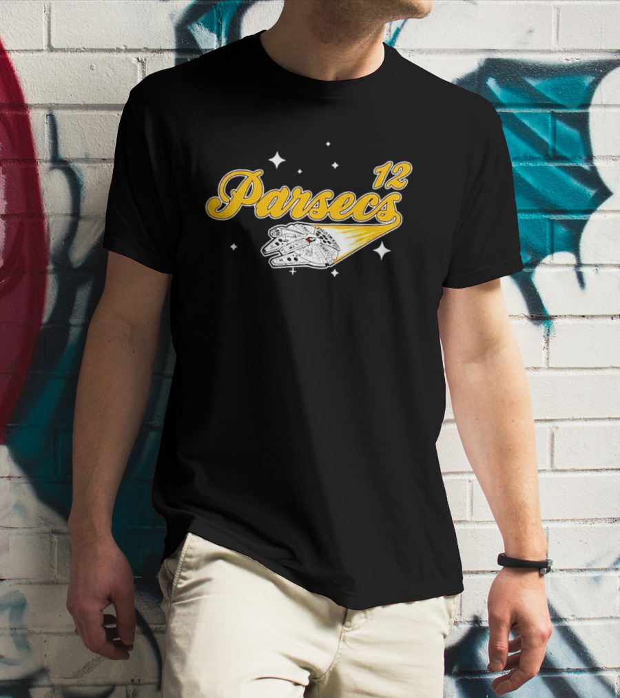 Millennium Falcon 12 Parsecs Star Wars Han Solo Baseball Script T-Shirt