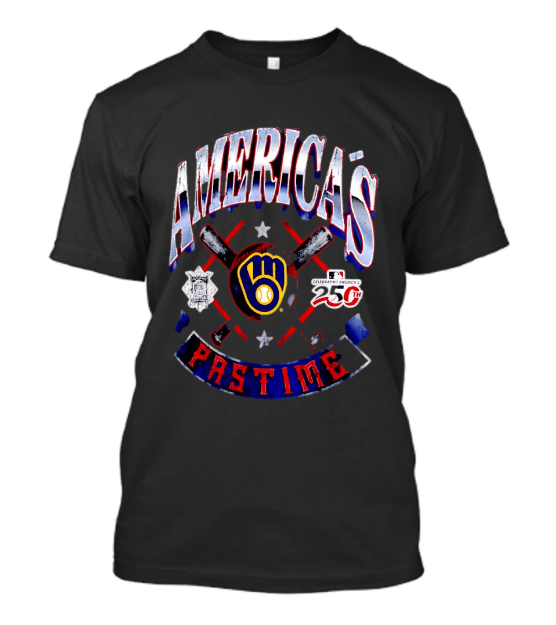 America's Pastime Milwaukee Brewers Celebrating America's 250th Baseball T-Shirt