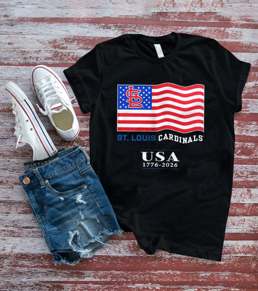 St Louis Cardinals American Flag USA 1776 2026 MLB Baseball T-Shirt