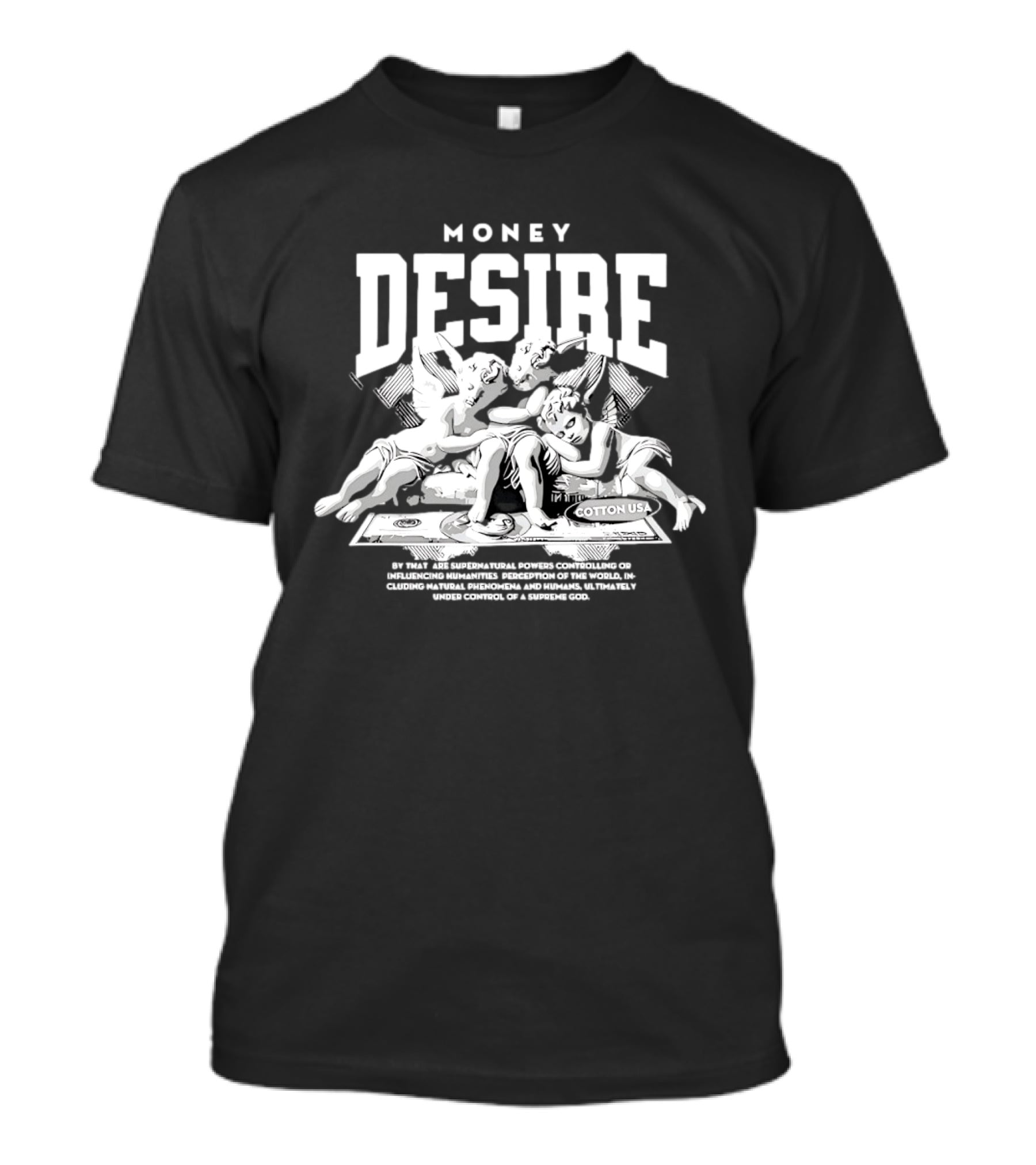 Money Desire Cherubs Sitting On Dollars Cotton USA T-Shirt