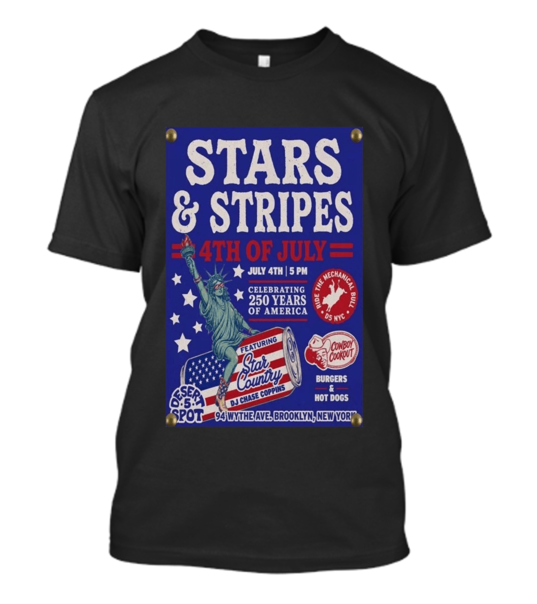 Stars & Stripes 4th Of July Celebration 250 Years Of America Brooklyn Event 2026 T-Shirt