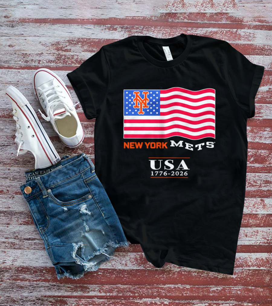 New York Mets American Flag USA 1776 2026 MLB T-Shirt