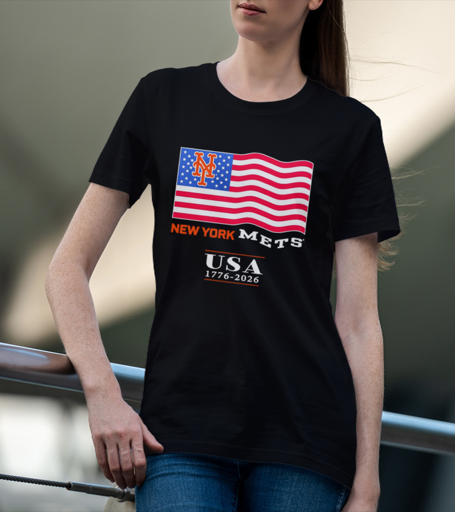 New York Mets American Flag USA 1776 2026 MLB T-Shirt