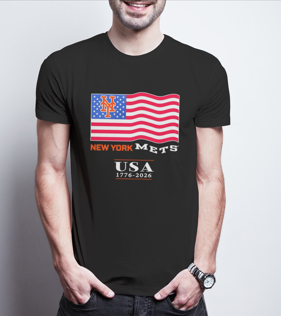 New York Mets American Flag USA 1776 2026 MLB T-Shirt