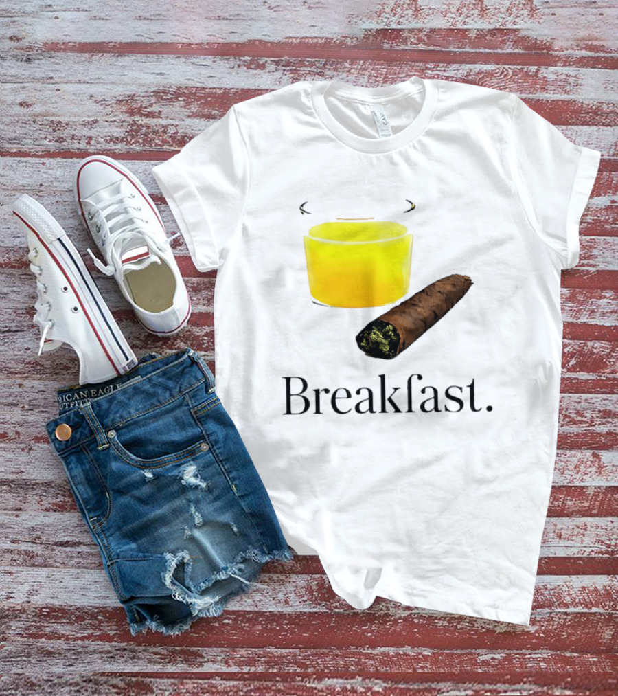 Breakfast Juice And Blunt Retro Humor With Glass And Cigar T-Shirt