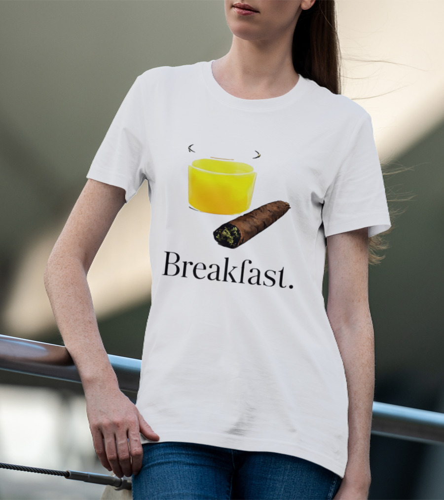 Breakfast Juice And Blunt Retro Humor With Glass And Cigar T-Shirt