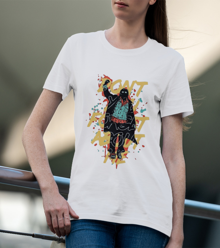 Don't Forget About Me Masked Figure Neon Paint Splatter T-Shirt