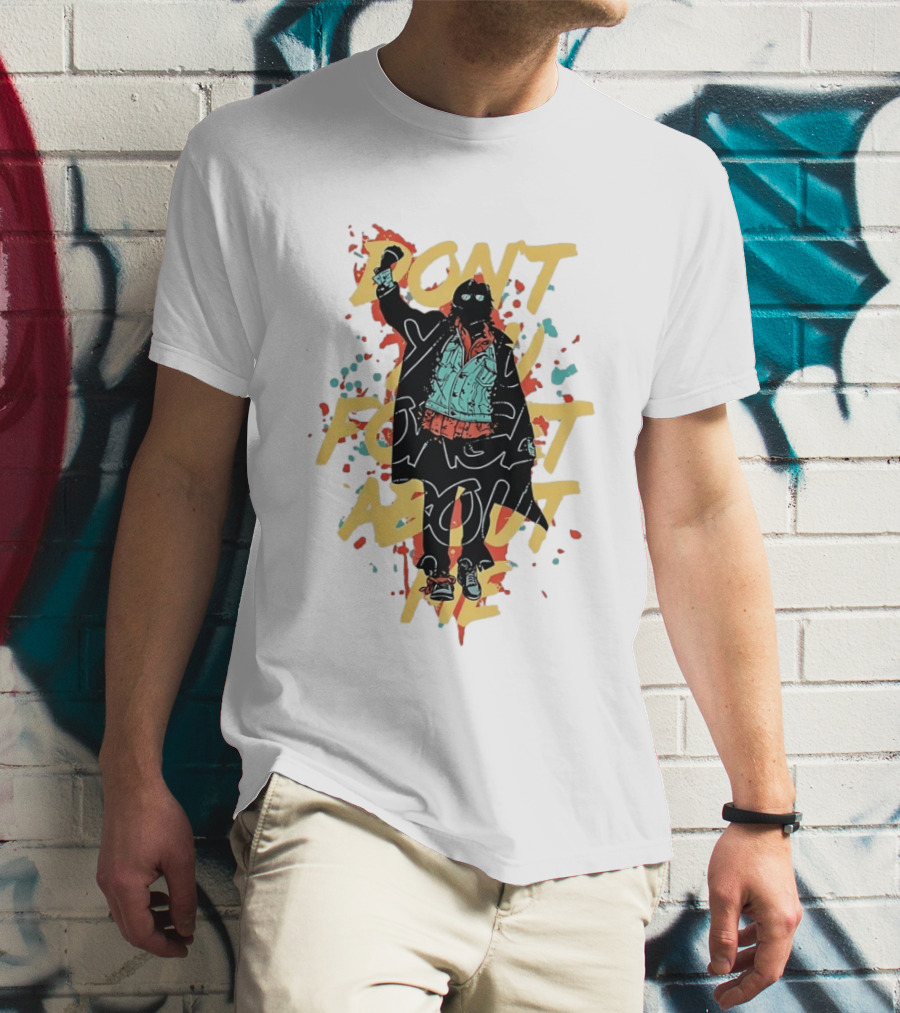 Don't Forget About Me Masked Figure Neon Paint Splatter T-Shirt