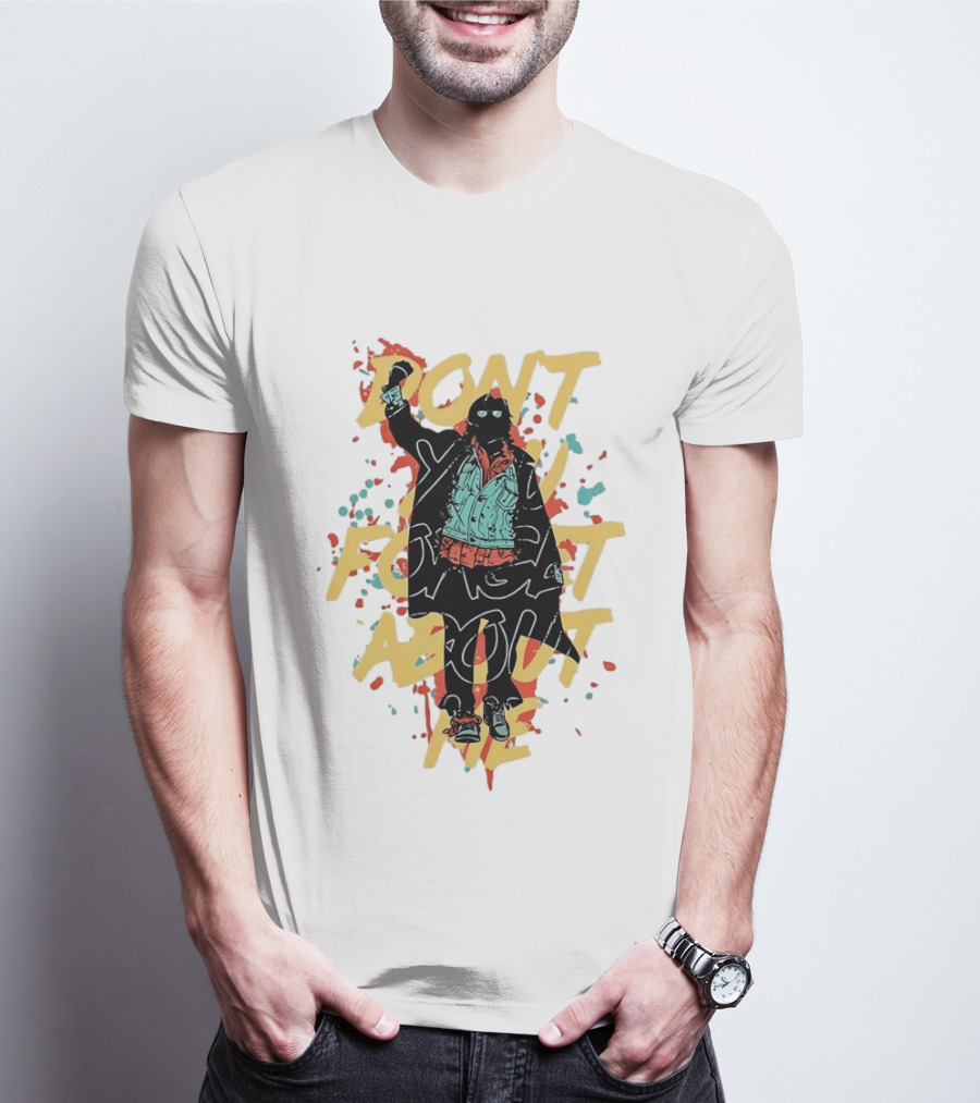 Don't Forget About Me Masked Figure Neon Paint Splatter T-Shirt