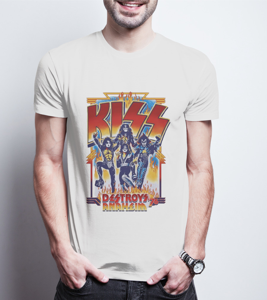 KISS Destroys Anaheim 76 Flames T-Shirt