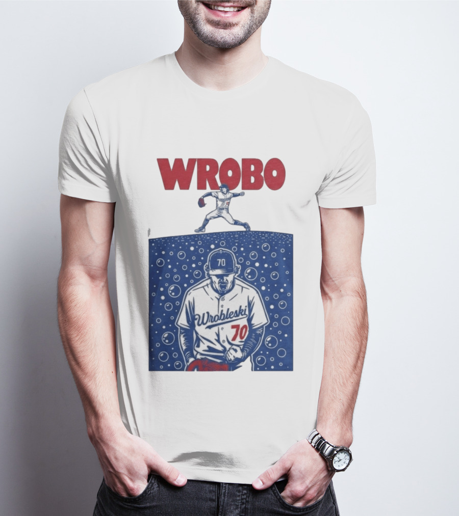 Wrobo Wrobleski 70 Baseball Pitcher Bubble T-Shirt