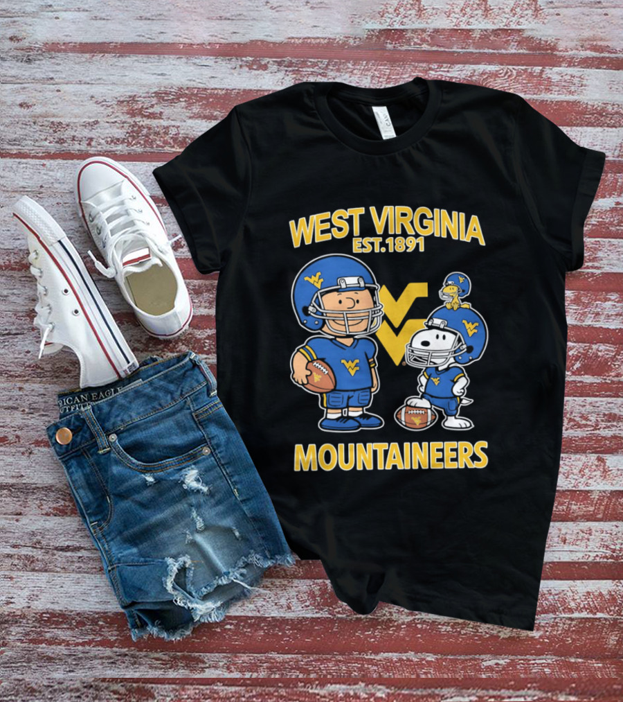 West Virginia Mountaineers Est 1891 Peanuts Charlie Brown Snoopy NCAA T-Shirt