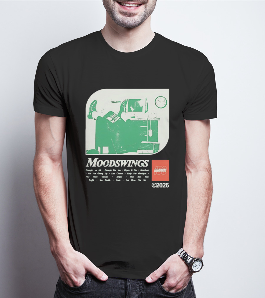 MOODSWINGS Graham 2023 Man Resting Legs On Desk Computer T-Shirt