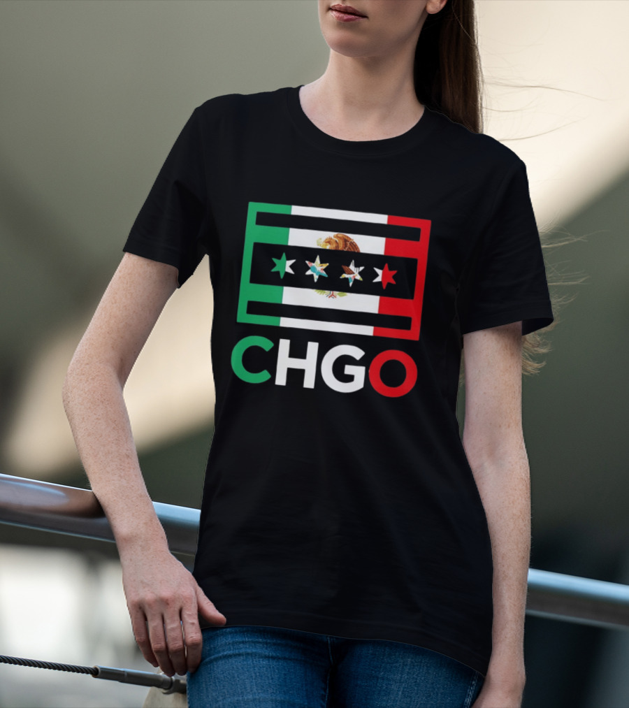 CHGO Mexico Flag Colors With Eagle And Stars T-Shirt