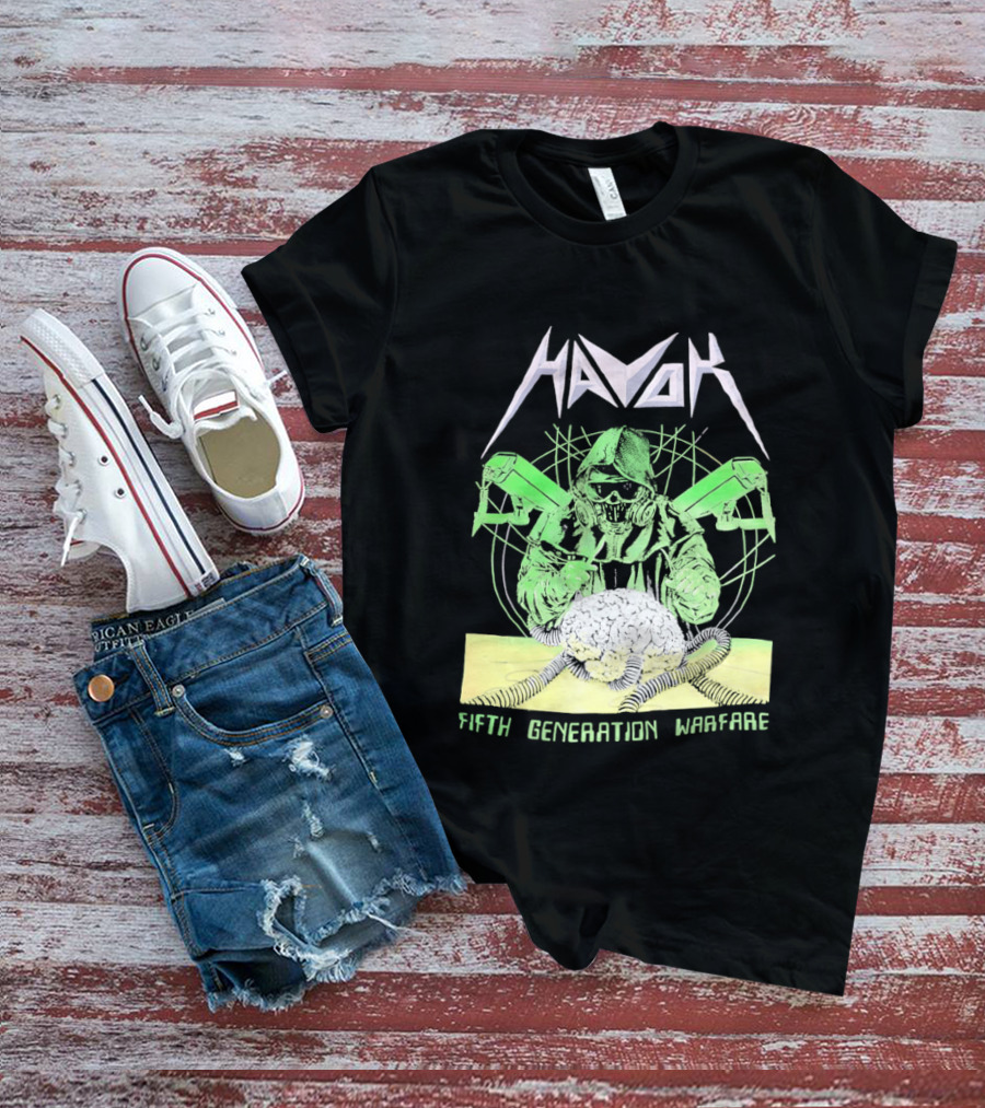 Havok Fifth Generation Warfare Mask Guns Skull T-Shirt
