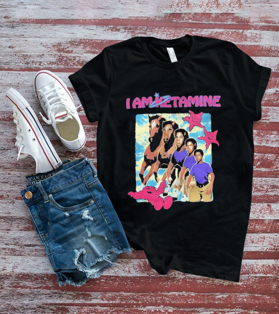 I AM KETAMINE Horse Morph Psychedelic Character Pink Stars T-Shirt