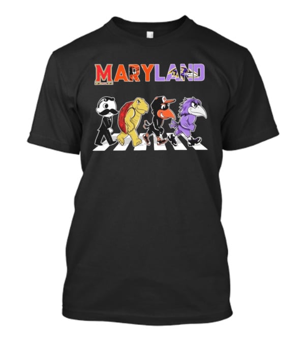 Maryland Baltimore Orioles Ravens Mascots Abbey Road Sports Characters T-Shirt