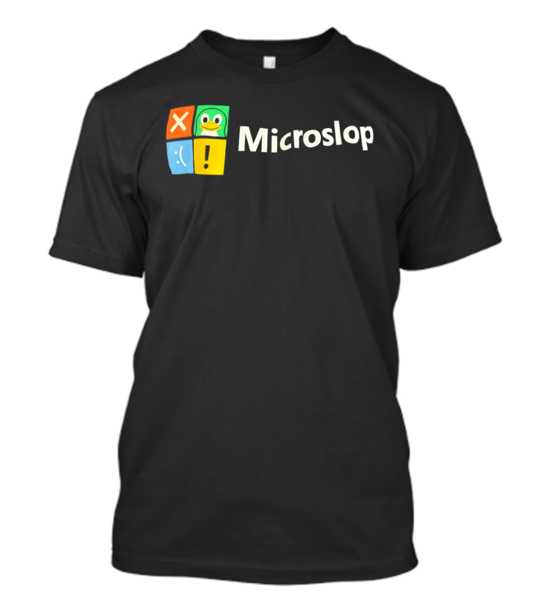 Microslop Parody Tux Penguin Windows Satire T-Shirt